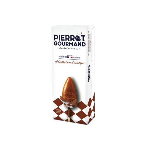 Etui 10 sucettes caramel au lait frais - Pierrot Gourmand - 1