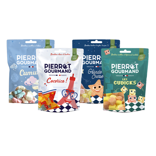 Lot de 4 sachets refermables de bonbons Pierrot Gourmand - Pierrot Gourmand - 1