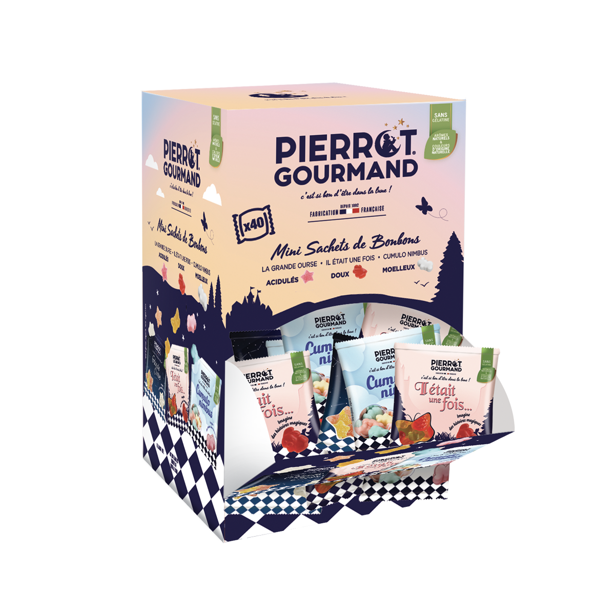 Boîte distributrice de 40 mini-sachets mixés – Pierrot Gourmand
