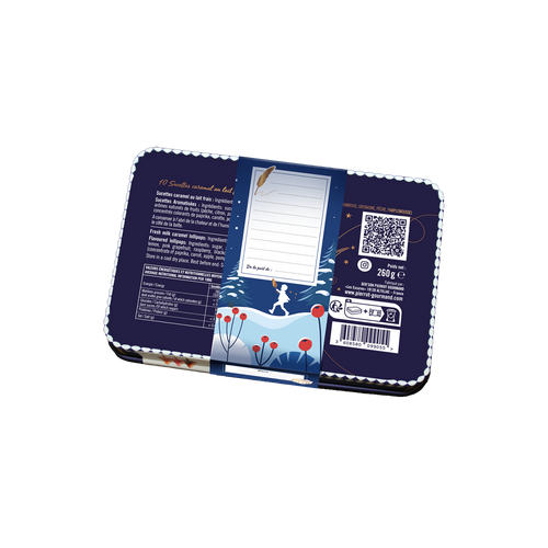 Boite Métal 20 sucettes fer de lance Fruits et Caramel - Noël - Pierrot Gourmand - 2