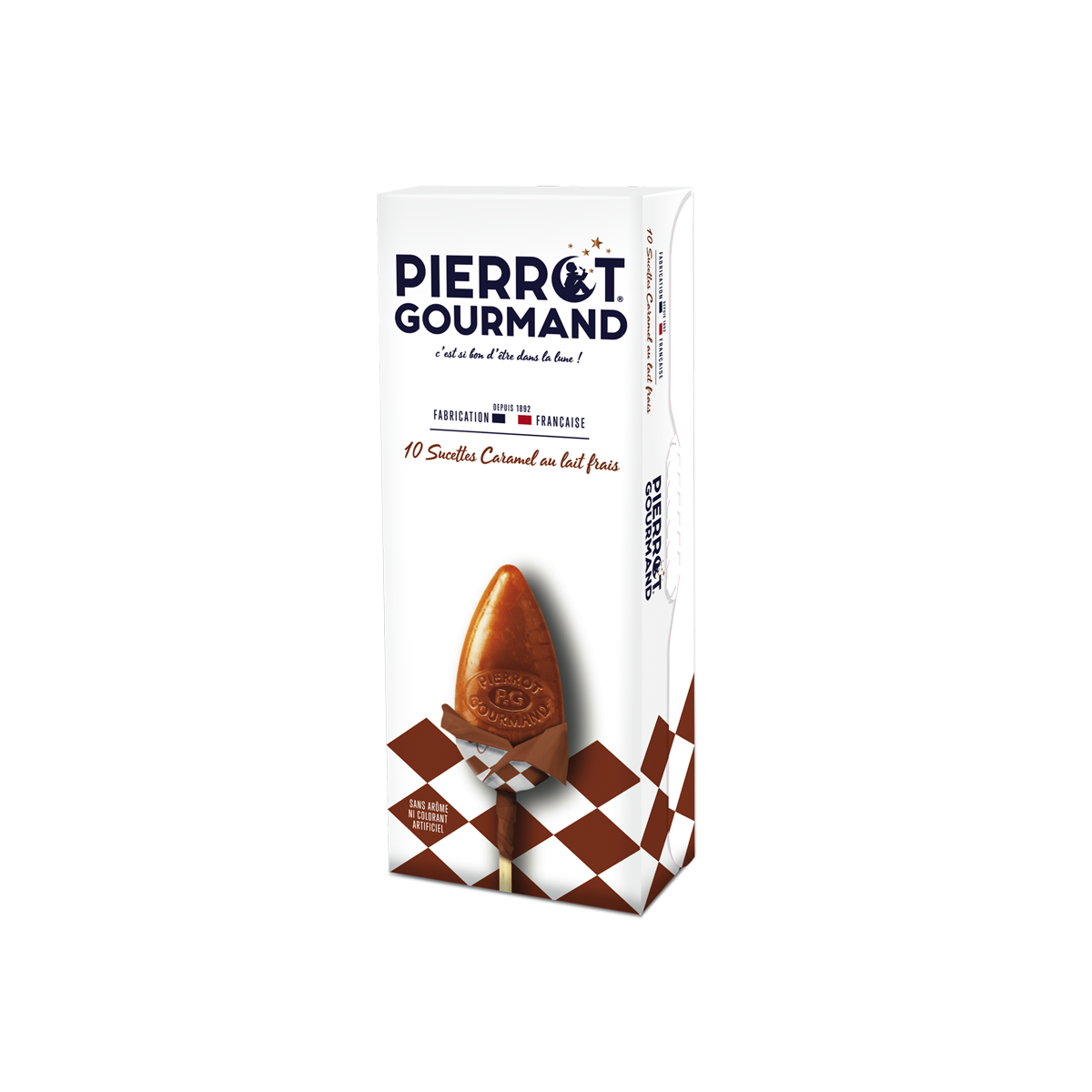 Etui 10 sucettes caramel au lait frais - Achat / Vente - Pierrot Gourmand